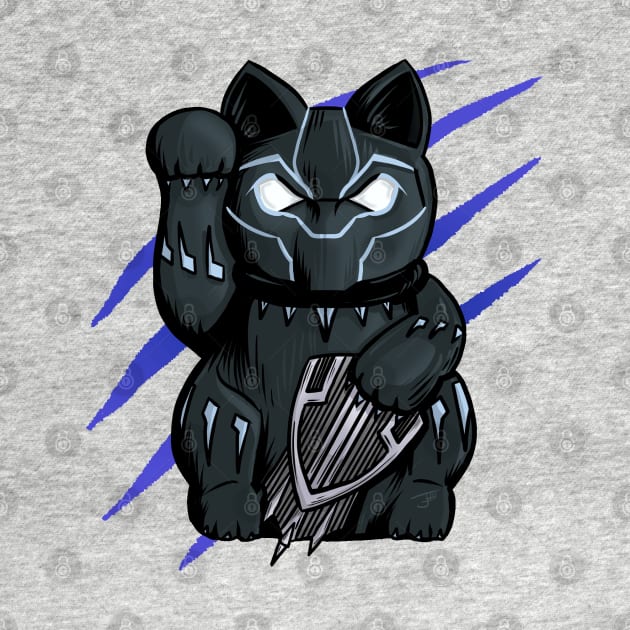 Wakanda Black Panther Maneki Neko Lucky Fortune Cat by jasonyerface